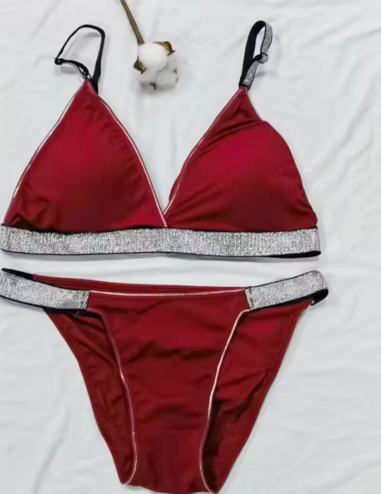 Deep V Bralette Bra and Thong Set – Elegant Lingerie for Women-BN-198