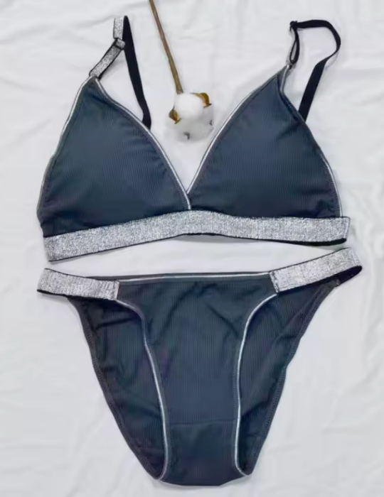 Deep V Bralette Bra and Thong Set – Elegant Lingerie for Women-BN-198
