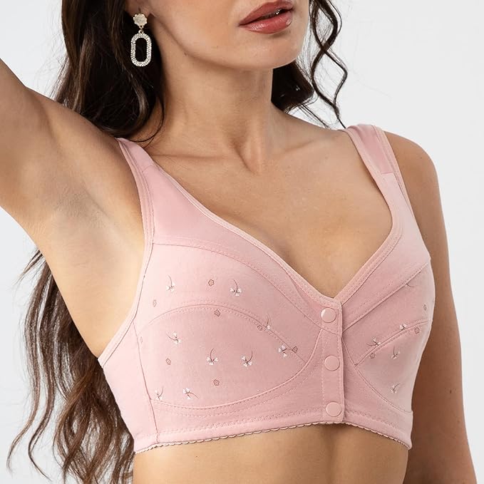 Buy 1 Get 1 FREE: Jersey Cotton Wireless Front-Button Bra!