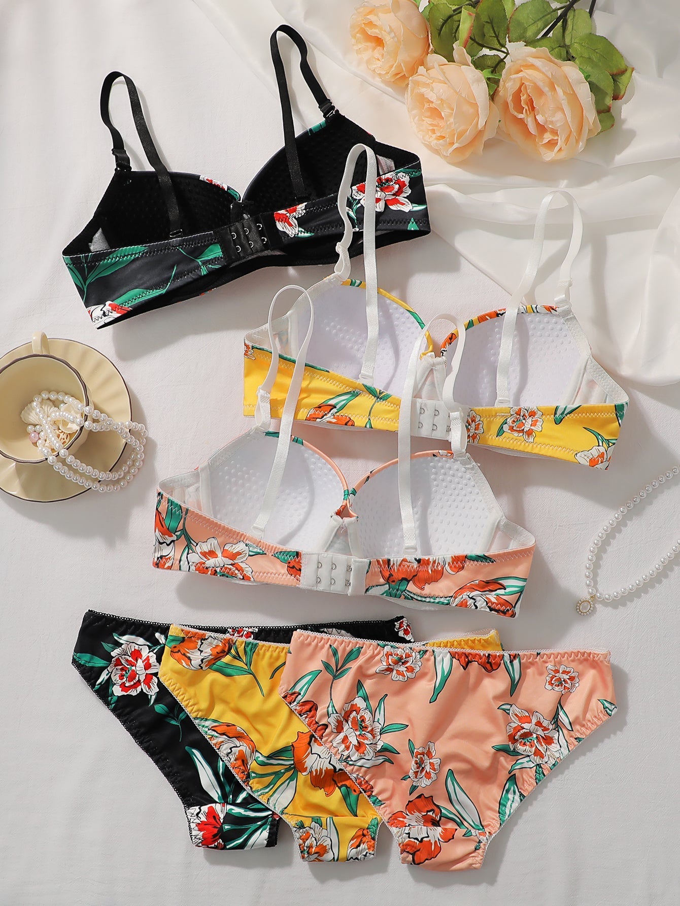 High-quality Multi-color Bra set Beautiful Print Push Up Bra Beach party bikini