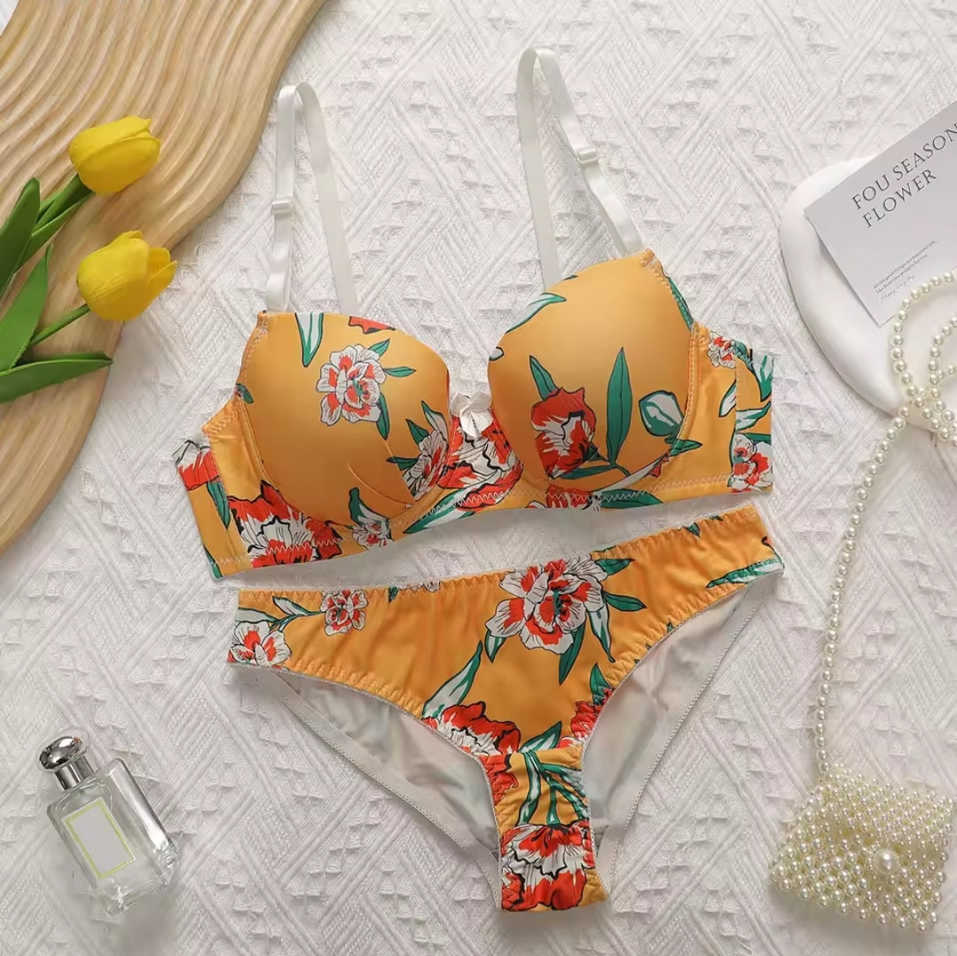 High-quality Multi-color Bra set Beautiful Print Push Up Bra Beach party bikini