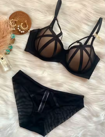 Sexy Red Binding Gather Bra Set – Large Size Lingerie for Women | BelleNis