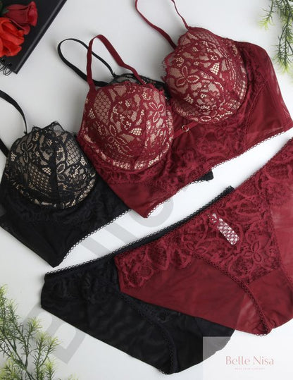 Soft Padded Lace Lingerie Set with Full Support