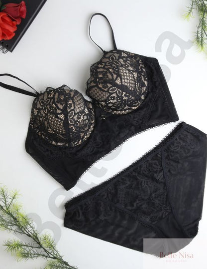 Soft Padded Lace Lingerie Set with Full Support