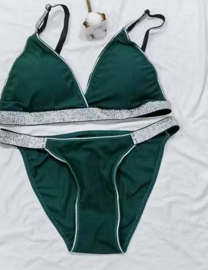 Deep V Bralette Bra and Thong Set – Elegant Lingerie for Women-BN-198