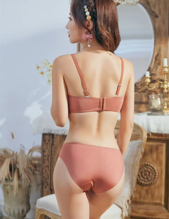 Cute Butterfly Wing Embroidered Bra and Panty Set – Wire-Free Half Cup Lingerie for Women