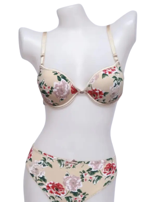 Floral Printed Push-Up Bra Penty Set