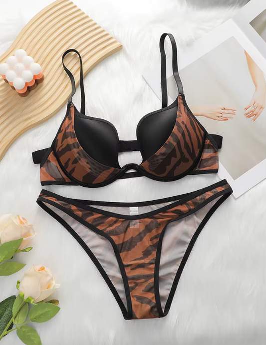 Comfortable Wild Zebra Print Sporty Bra & Panty Set-2750