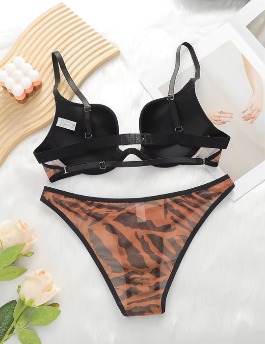 Comfortable Wild Zebra Print Sporty Bra & Panty Set-2750
