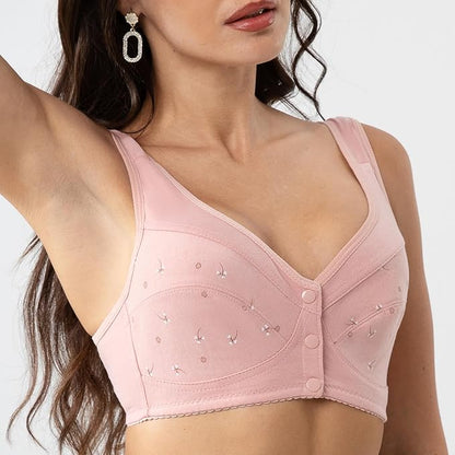 Buy 1 Get 1 FREE: Jersey Cotton Wireless Front-Button Bra!