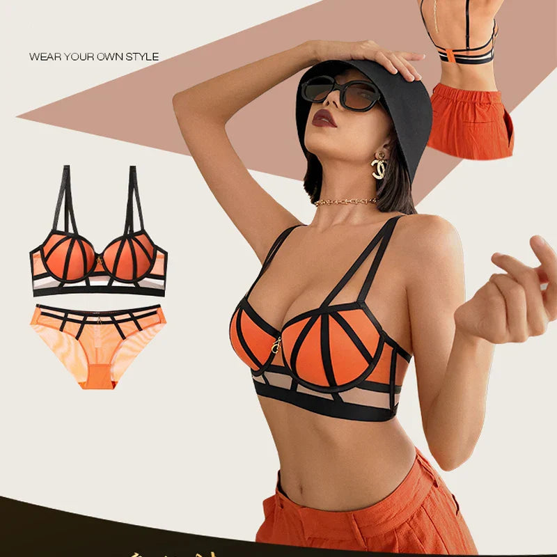 Fashion Women's Underwear Set Sexy Hollow Push Up Bra Set Romantic