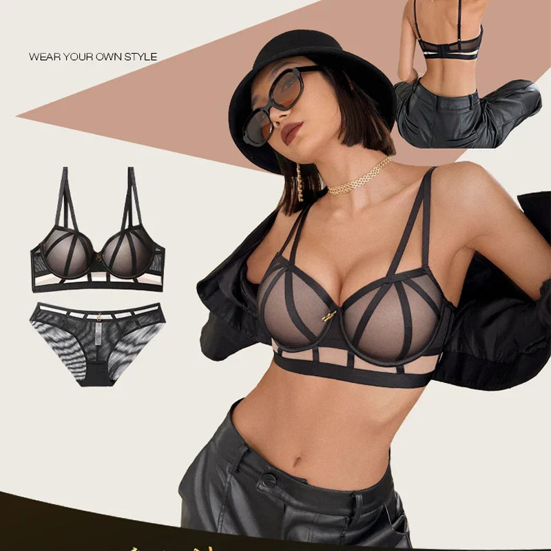 Fashion Women's Underwear Set Sexy Hollow Push Up Bra Set Romantic