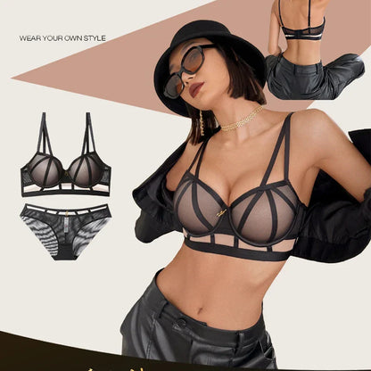 Fashion Women's Underwear Set Sexy Hollow Push Up Bra Set Romantic