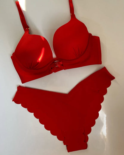 Women's padded push-up Wired Bra Set printed