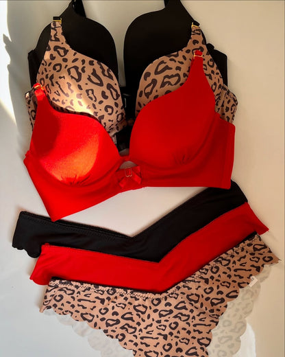 Women's padded push-up Wired Bra Set printed