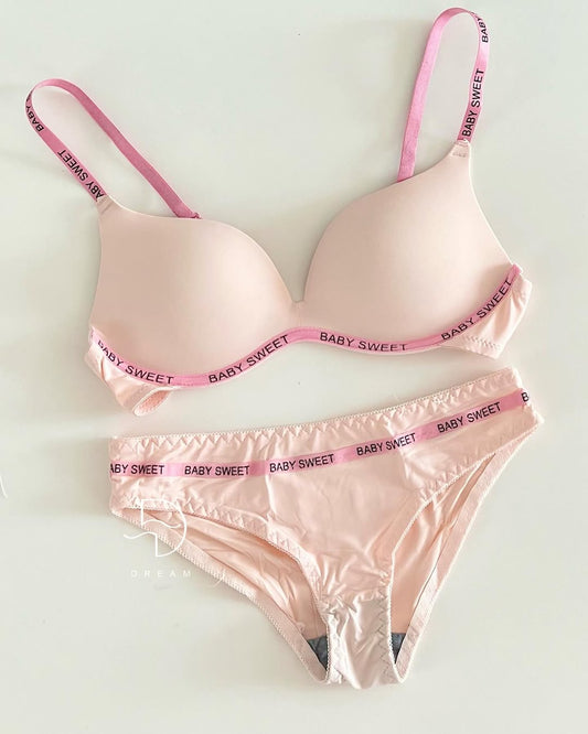 Baby Sweet Letter Print T-Shirt & Bra Set – Cute & Comfy