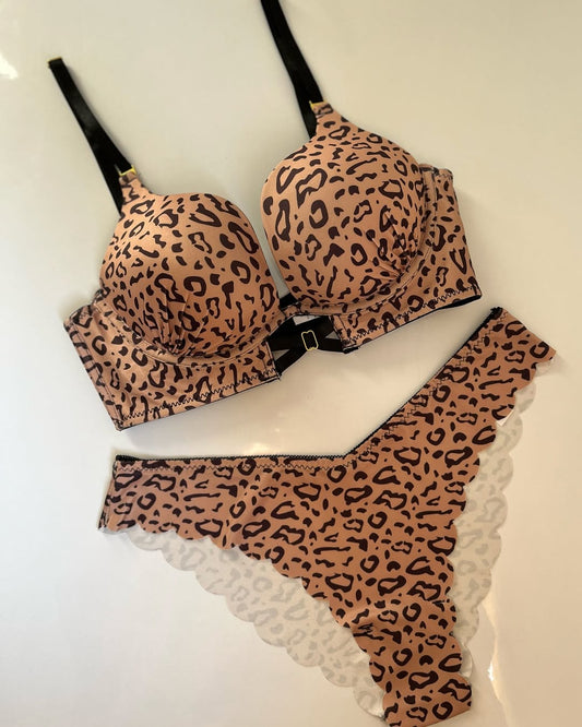 Women's padded push-up Wired Bra Set printed