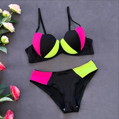 Radiant Contrast Paded Push-up Bra Set