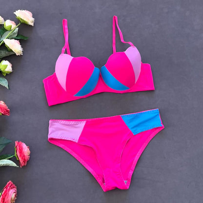 Radiant Contrast Paded Push-up Bra Set